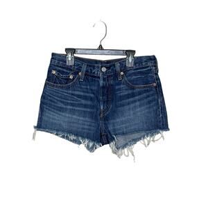Levi  blue button closure raw hem jean shorts size 27